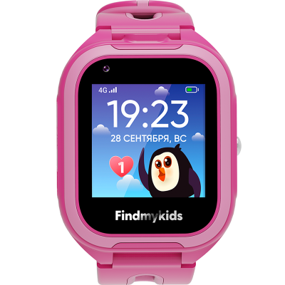 Часы-телефон ELARI детские FindMyKids 4G Go, розовые